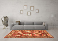 Machine Washable Persian Orange Traditional Rug, wshtr1341org