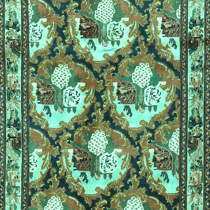 Machine Washable Persian Turquoise Traditional Area Rugs, wshtr1341turq