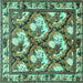 Square Machine Washable Persian Turquoise Traditional Area Rugs, wshtr1341turq