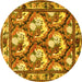 Round Machine Washable Persian Yellow Traditional Rug, wshtr1341yw