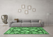 Machine Washable Persian Emerald Green Traditional Area Rugs in a Living Room,, wshtr1341emgrn