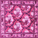 Square Machine Washable Persian Pink Traditional Rug, wshtr1341pnk