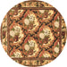 Round Machine Washable Persian Brown Traditional Rug, wshtr1341brn