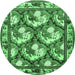 Round Persian Emerald Green Traditional Rug, tr1341emgrn