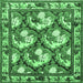 Square Machine Washable Persian Emerald Green Traditional Area Rugs, wshtr1341emgrn