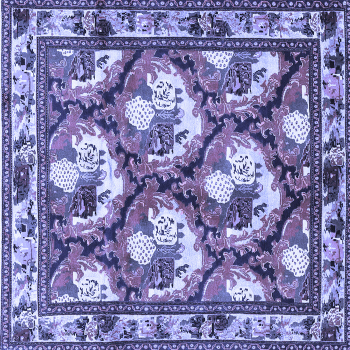 Square Machine Washable Persian Blue Traditional Rug, wshtr1341blu