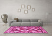 Machine Washable Persian Pink Traditional Rug in a Living Room, wshtr1341pnk