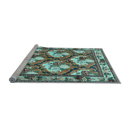 Sideview of Machine Washable Persian Light Blue Traditional Rug, wshtr1341lblu
