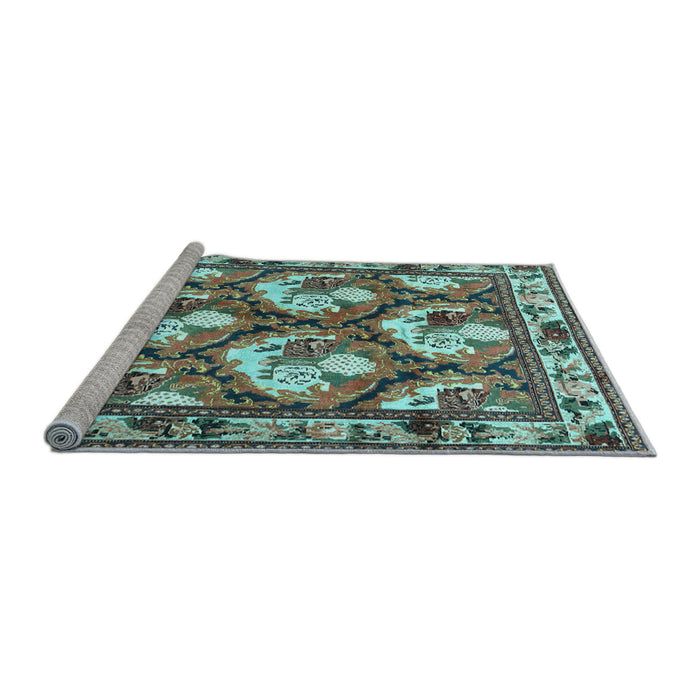 Sideview of Machine Washable Persian Light Blue Traditional Rug, wshtr1341lblu
