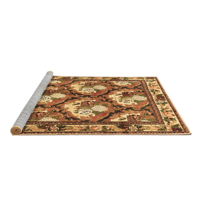 Sideview of Machine Washable Persian Brown Traditional Rug, wshtr1341brn