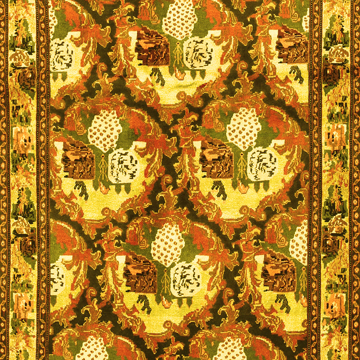Machine Washable Persian Yellow Traditional Rug, wshtr1341yw