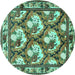 Round Machine Washable Persian Turquoise Traditional Area Rugs, wshtr1341turq