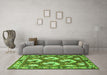 Machine Washable Persian Green Traditional Area Rugs in a Living Room,, wshtr1341grn