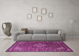 Machine Washable Persian Purple Traditional Area Rugs in a Living Room, wshtr1342pur