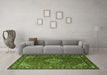 Machine Washable Persian Green Traditional Area Rugs in a Living Room,, wshtr1342grn