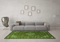 Machine Washable Persian Green Traditional Rug, wshtr1342grn