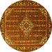 Round Machine Washable Persian Yellow Traditional Rug, wshtr1342yw