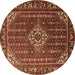 Round Persian Brown Traditional Rug, tr1342brn