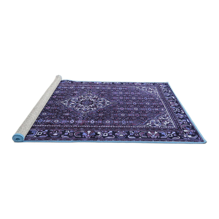 Sideview of Machine Washable Persian Blue Traditional Rug, wshtr1342blu