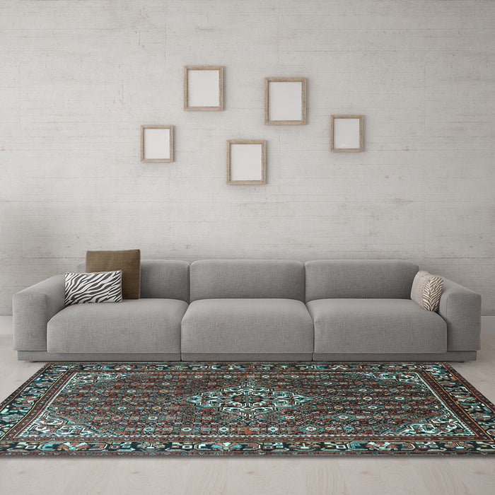 Machine Washable Persian Light Blue Traditional Rug in a Living Room, wshtr1342lblu