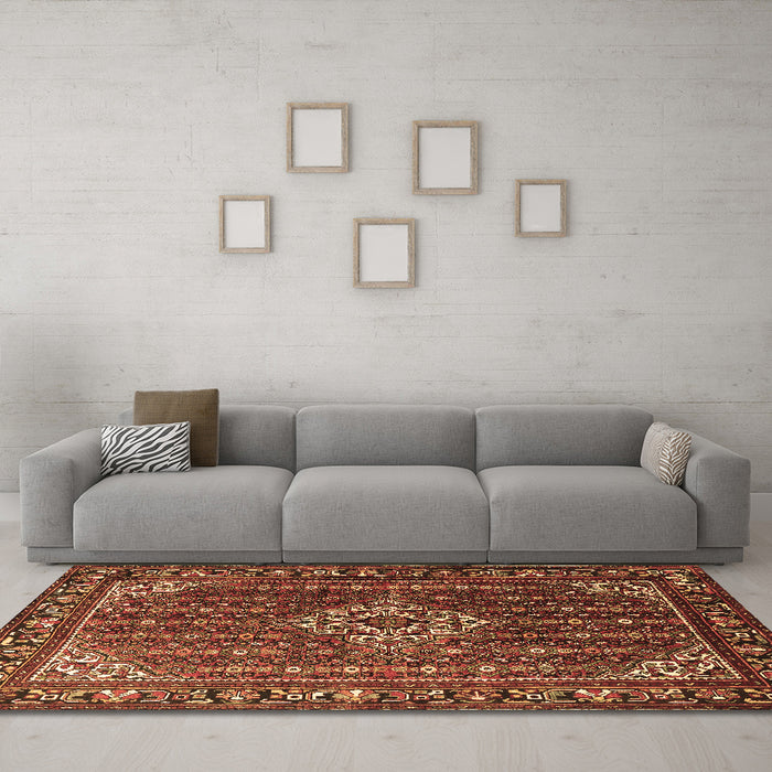 Machine Washable Persian Brown Traditional Rug in a Living Room,, wshtr1342brn