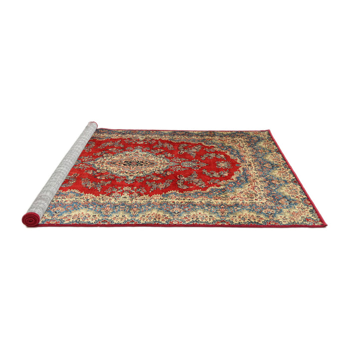 Sideview of Machine Washable Traditional Brown Green Rug, wshtr1343