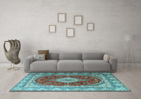 Machine Washable Persian Light Blue Traditional Rug, wshtr1343lblu