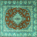 Square Persian Turquoise Traditional Rug, tr1343turq