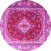 Round Persian Pink Traditional Rug, tr1343pnk