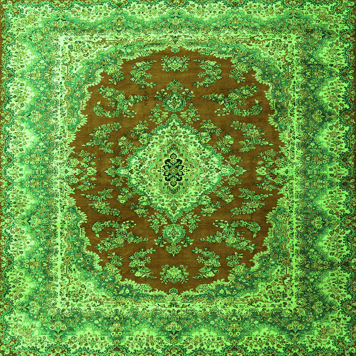 Round Machine Washable Persian Green Traditional Area Rugs, wshtr1343grn