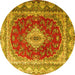 Round Persian Yellow Traditional Rug, tr1343yw