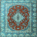 Square Machine Washable Persian Light Blue Traditional Rug, wshtr1343lblu