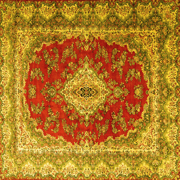 Square Machine Washable Persian Yellow Traditional Rug, wshtr1343yw