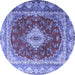 Round Machine Washable Persian Blue Traditional Rug, wshtr1343blu