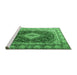 Sideview of Machine Washable Persian Emerald Green Traditional Area Rugs, wshtr1343emgrn