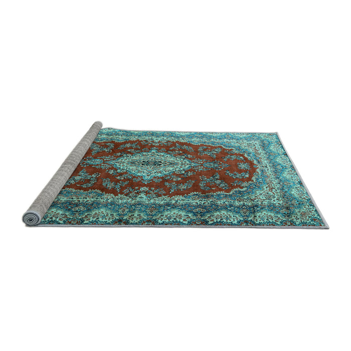 Sideview of Machine Washable Persian Light Blue Traditional Rug, wshtr1343lblu
