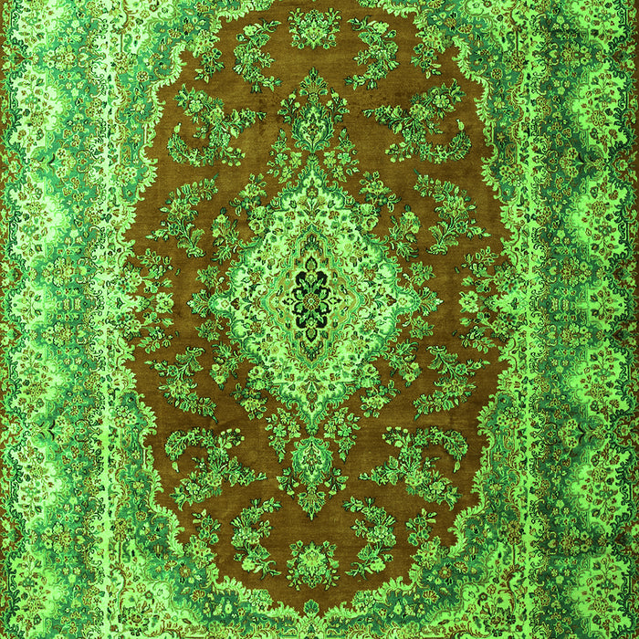 Serging Thickness of Machine Washable Persian Green Traditional Area Rugs, wshtr1343grn