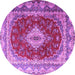 Round Persian Purple Traditional Rug, tr1343pur