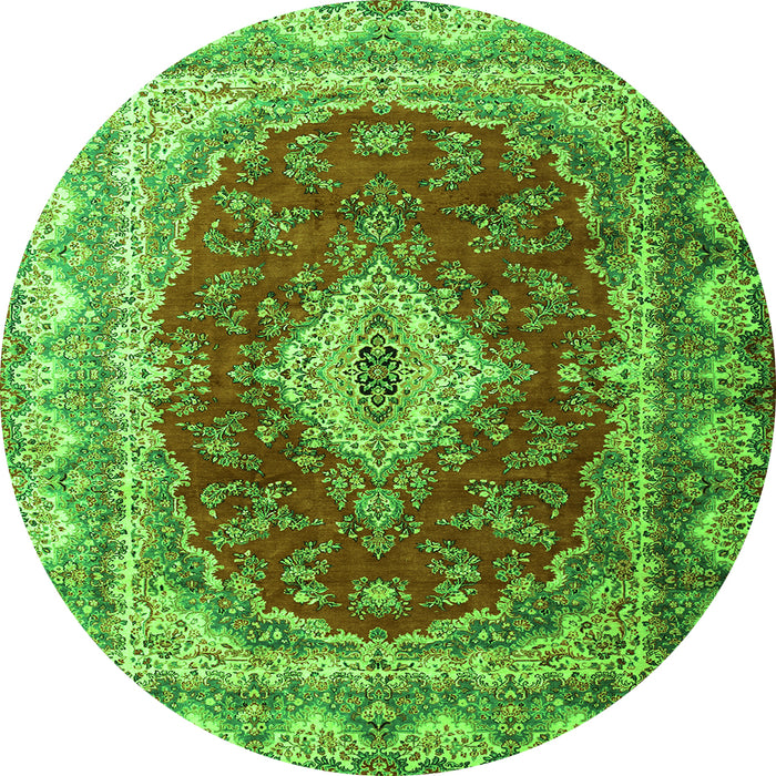 Square Persian Green Traditional Rug, tr1343grn