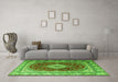 Machine Washable Persian Green Traditional Area Rugs in a Living Room,, wshtr1343grn