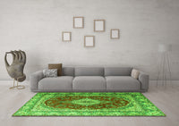 Machine Washable Persian Green Traditional Rug, wshtr1343grn