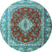 Round Machine Washable Persian Light Blue Traditional Rug, wshtr1343lblu