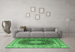 Machine Washable Persian Emerald Green Traditional Area Rugs in a Living Room,, wshtr1343emgrn