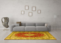 Machine Washable Persian Yellow Traditional Rug, wshtr1343yw