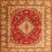 Round Machine Washable Persian Orange Traditional Area Rugs, wshtr1343org