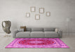 Machine Washable Persian Pink Traditional Rug in a Living Room, wshtr1343pnk