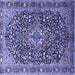 Square Machine Washable Persian Blue Traditional Rug, wshtr1344blu