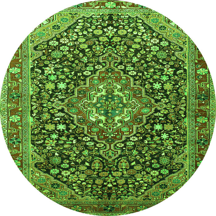 Square Persian Green Traditional Rug, tr1344grn