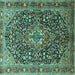 Square Persian Turquoise Traditional Rug, tr1344turq