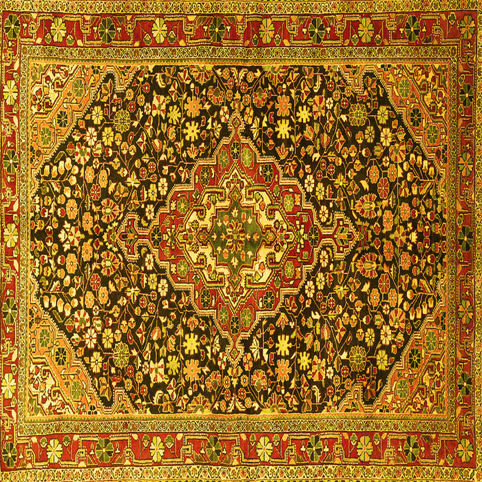 Square Machine Washable Persian Yellow Traditional Rug, wshtr1344yw